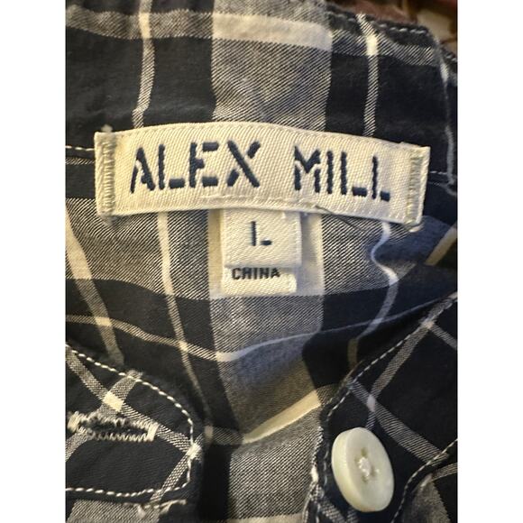 Alex Mill large blue and white plaid Popover Tunic shirt - Picture 2 of 6